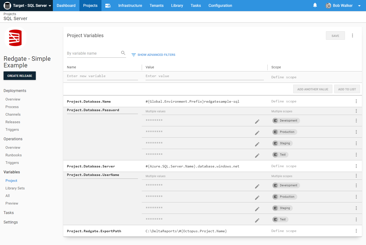 Variables in the Octopus Web Portal