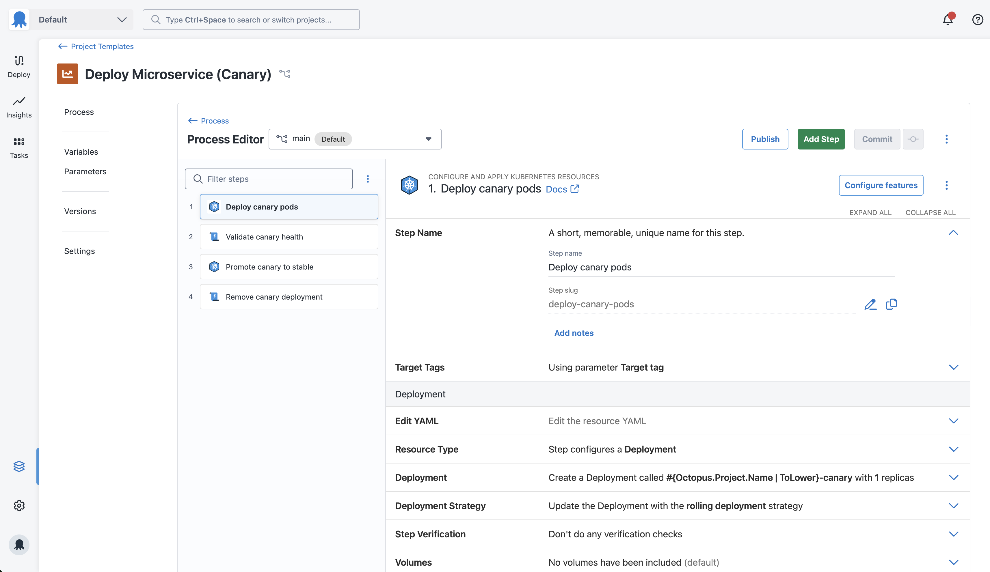 A step in a project template asking for a Worker Pool parameter